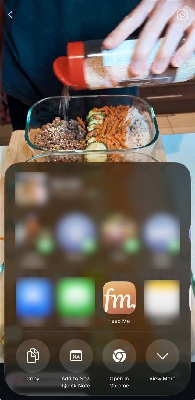 Feed Me import screen with a pasted social video link